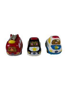 VTech Go! Go! Smart Wheels Police Car Fire Truck Toy Rescue Vehicles Lot Blue